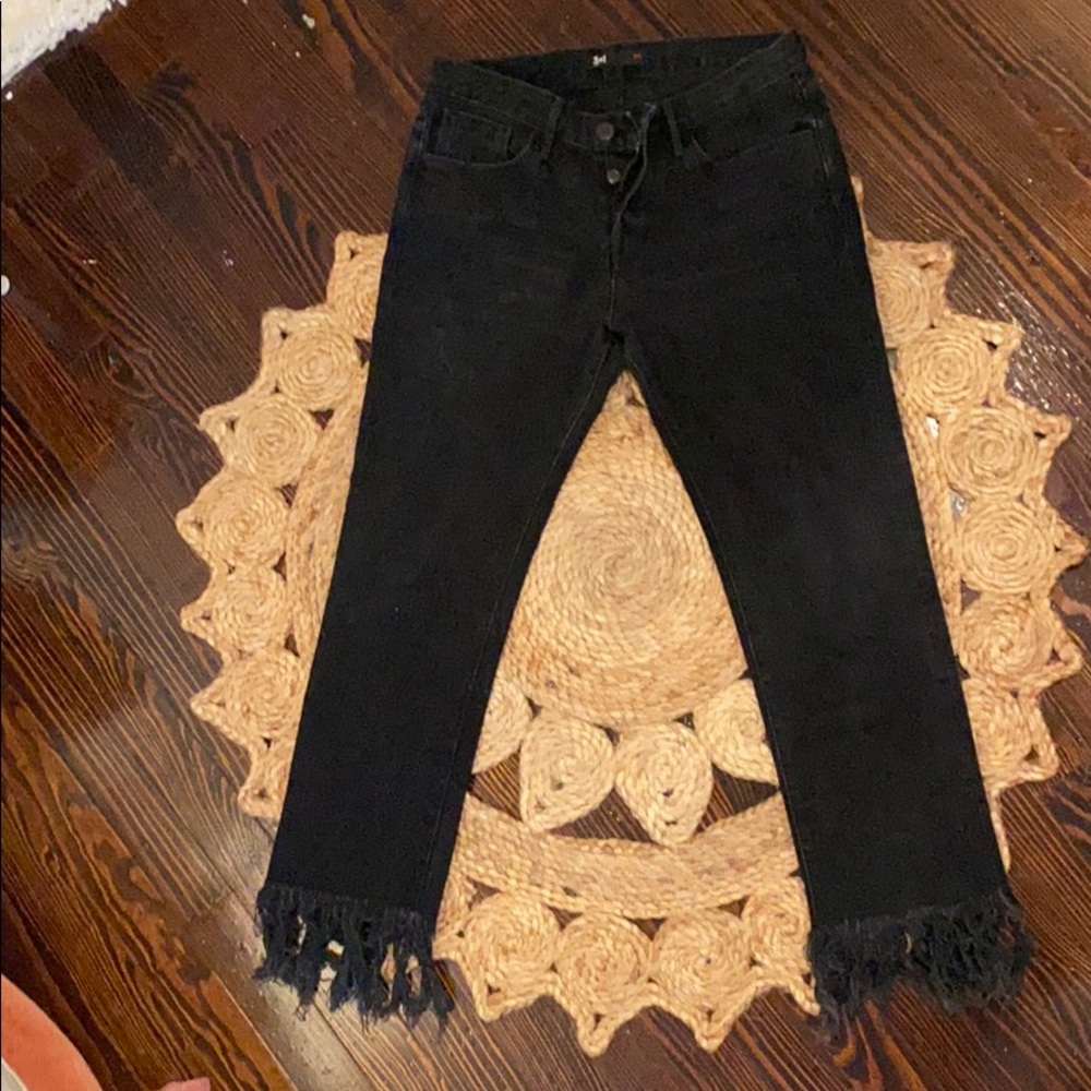 Black Fringe 3x1 Jeans